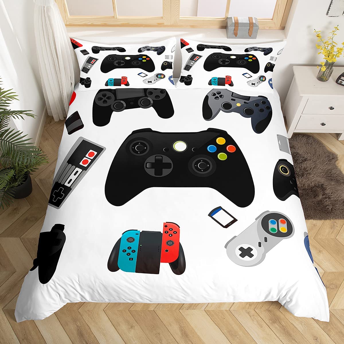 Price:$35.99 Games Duvet Cover Sets Queen, Young Man Game Room Decor Bedding Set Watercolor Player Gamer Gamepad Comforter Cover for Child Boys Girls Teens Home Dorm Room Decoration : Home & Kitchen