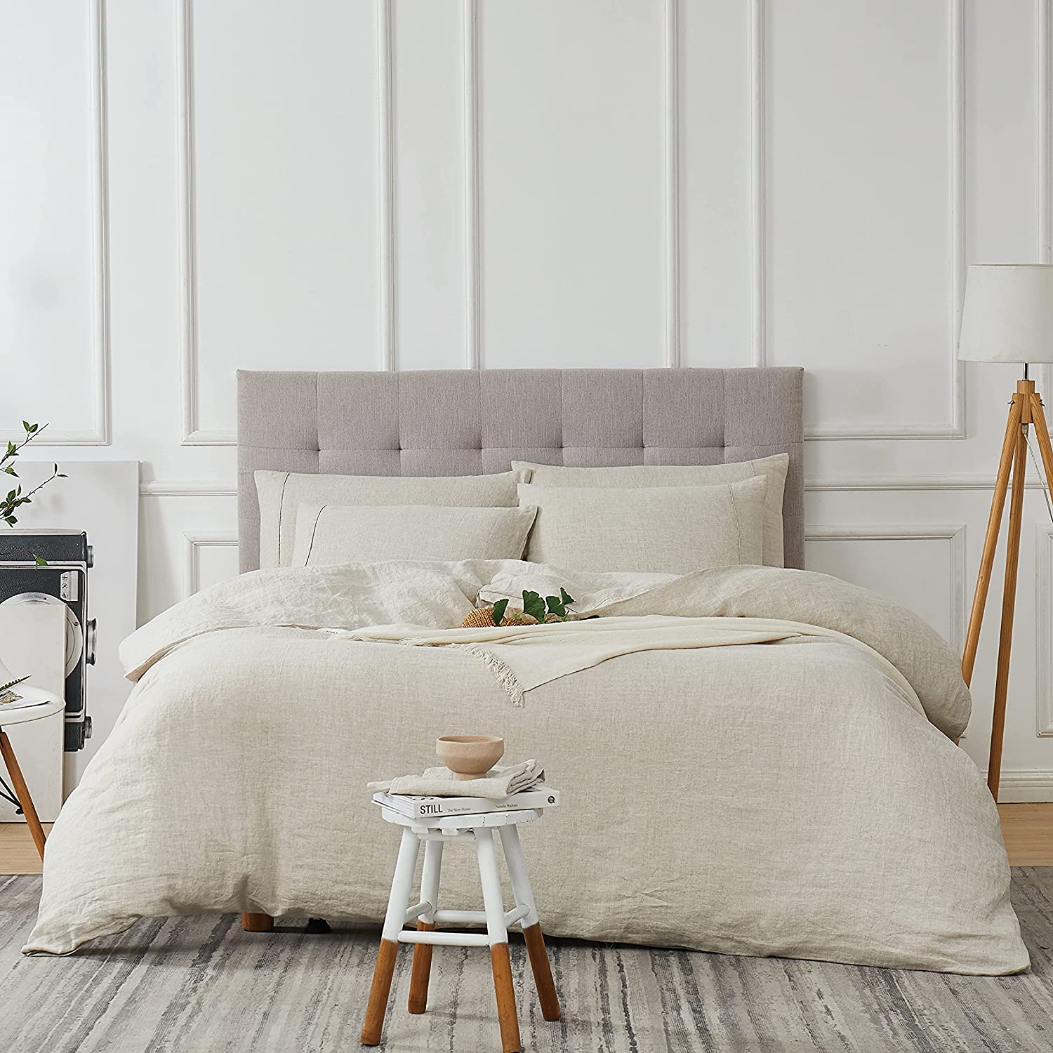 Price:$149.99 Duvet Cover King by Berklan 100% French Natural with Stone Washed YKK Zipper Closure Ultra Breathable 100% Recyclable(1 Duvet Cover 2 Pillow Shams King Natural Linen) : Home & Kitchen