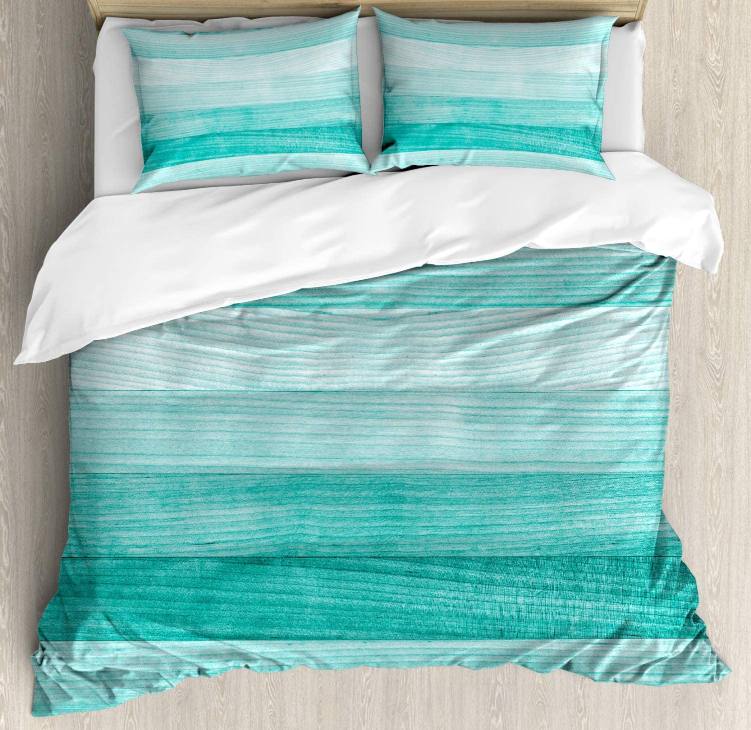 Price:$49.96 Teal Duvet Cover Set, A Painted Wood Board with a Horizontal Lines of Birthdays Easter Holiday Print of a Backdrop, Decorative 3 Piece Bedding Set with 2 Pillow Shams, King Size, Turquoise : Home & Kitchen