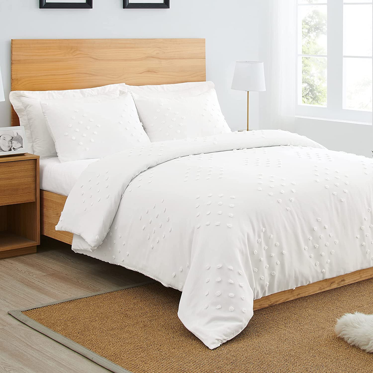 Price:$79.99 Shabby Chic Diamond Bohemian Ivory Textured Tufted Duvet Comforter Cover and Sham 3 pc. Full Queen Size Bed Bedding Set Bedroom Aesthetic Neutral Modern Polka Dot PomPom Beige Tufted Off White : Home & Kitchen