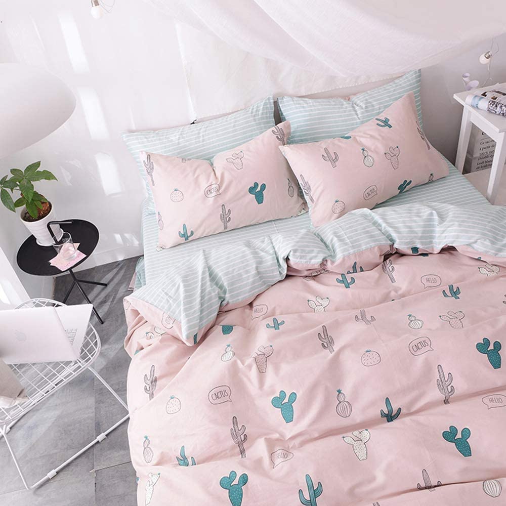 Price:$46.50 Bedding Cute Comforter Cover Kids Bedding Set 100% Soft Cotton Twin Bedding Set for Teen Girls Zipper Bedding Pink Duvet Cover : Home & Kitchen