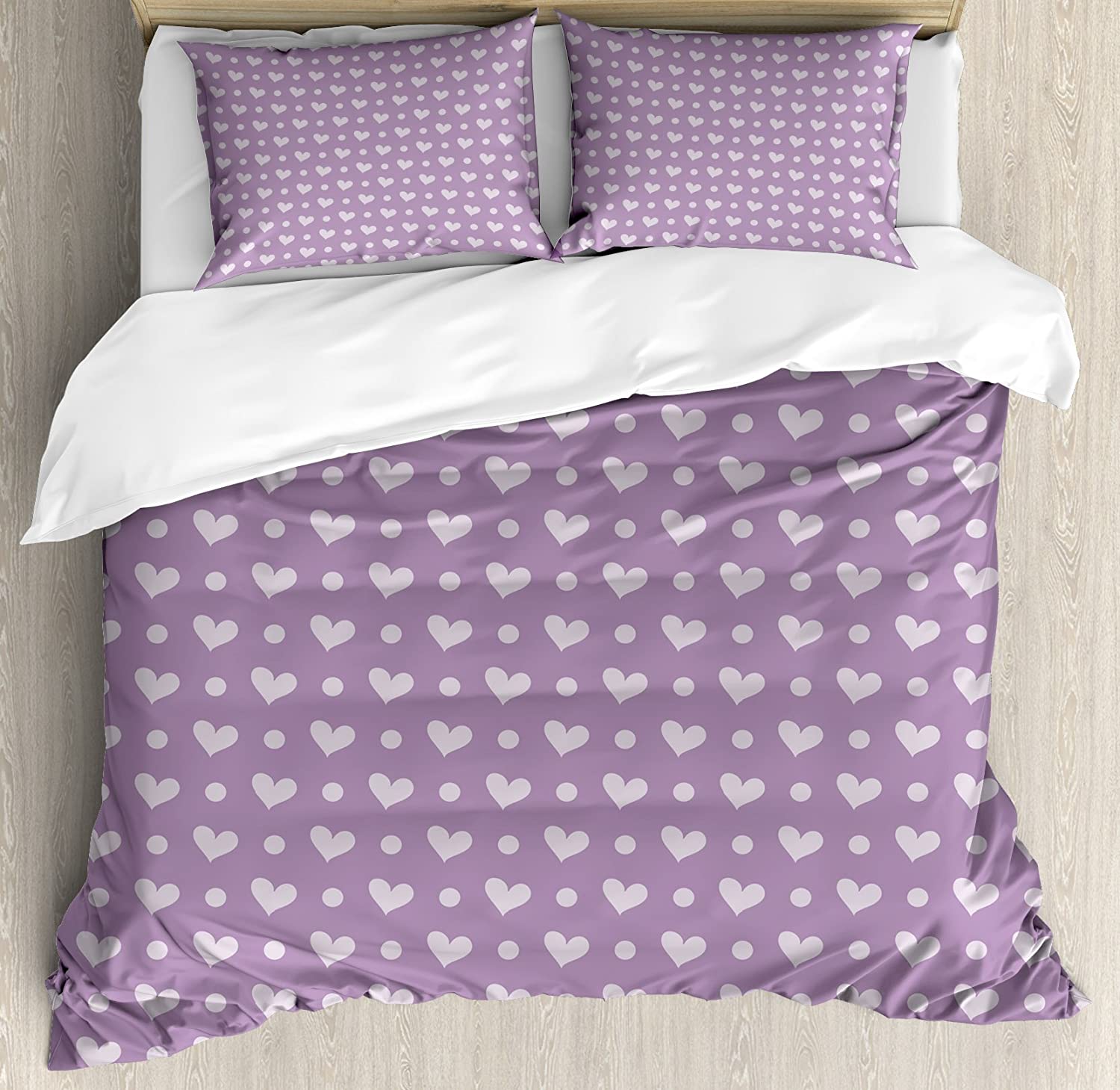 Price:$49.97 Purple Duvet Cover Set, Valentine's Day Couple Wedding Bride Heart Design Image, Decorative 3 Piece Bedding Set with 2 Pillow Shams, King Size, Lavender Purple : Home & Kitchen