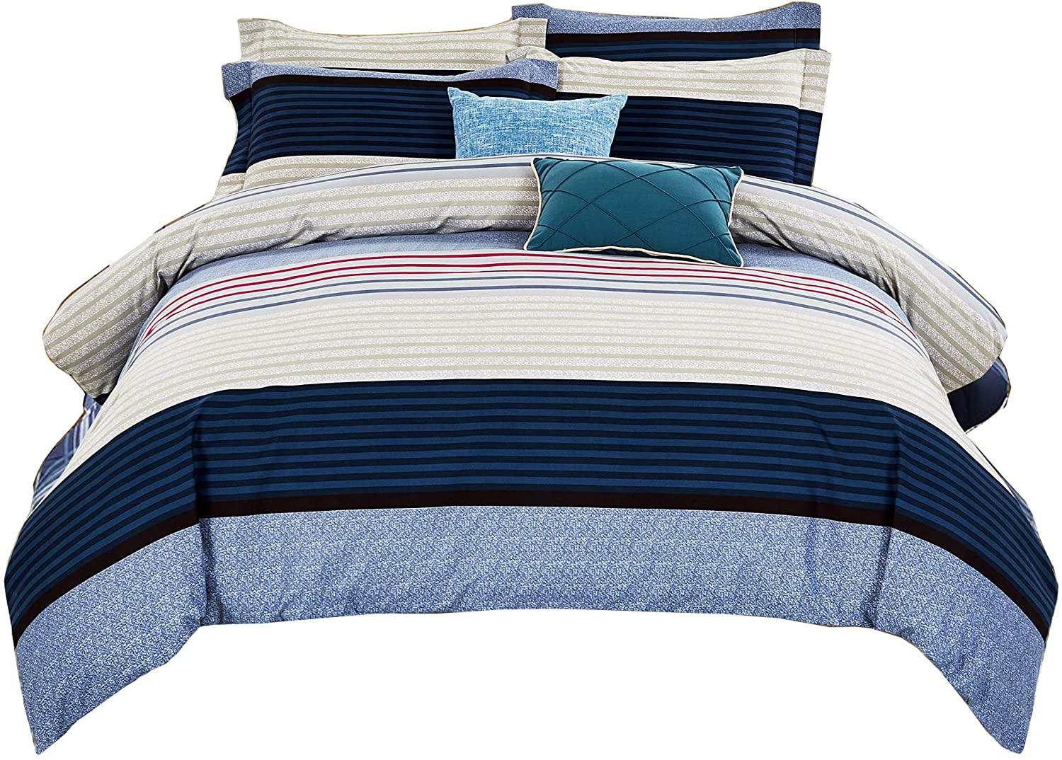 Price:$22.99 Duvet Cover Set,Colorful Stripes Quilt Cover,Printed Pattern Comforter Cover,Zipper Closure,Corner Ties,King Clearance : Home & Kitchen
