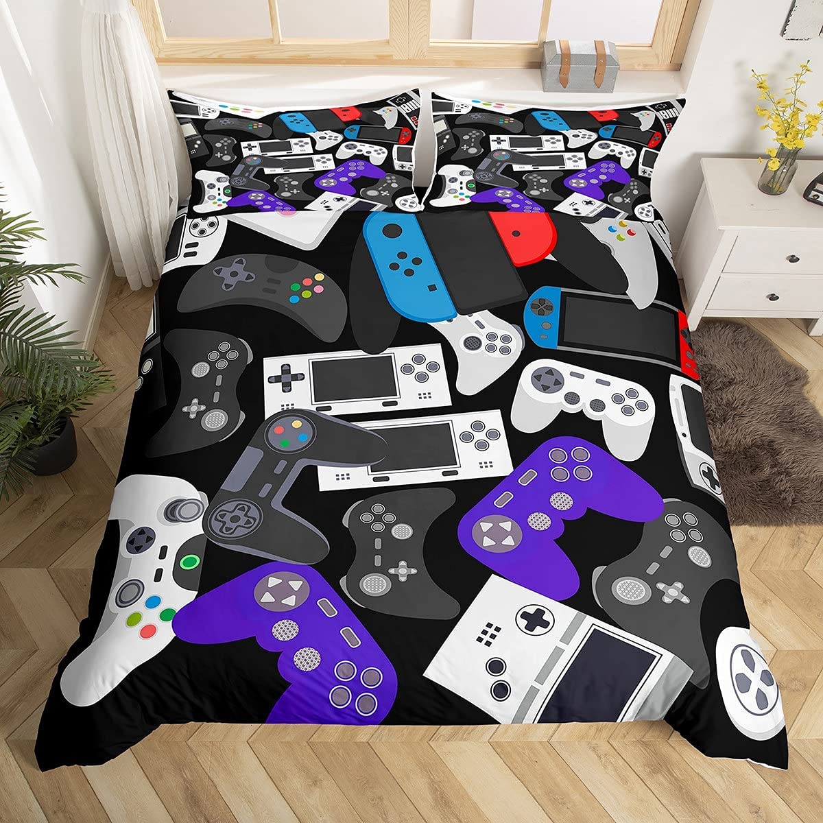 Price:$39.00 Gamer Duvet Cover Set Boys & Girls Video Game Decor Bedding Set Gaming Comforter Cover Kids Teens Reversible Game Controller Home Decor Twin Size 1 Duvet Cover + 1 Pillowcase (Twin) : Home & Kitchen