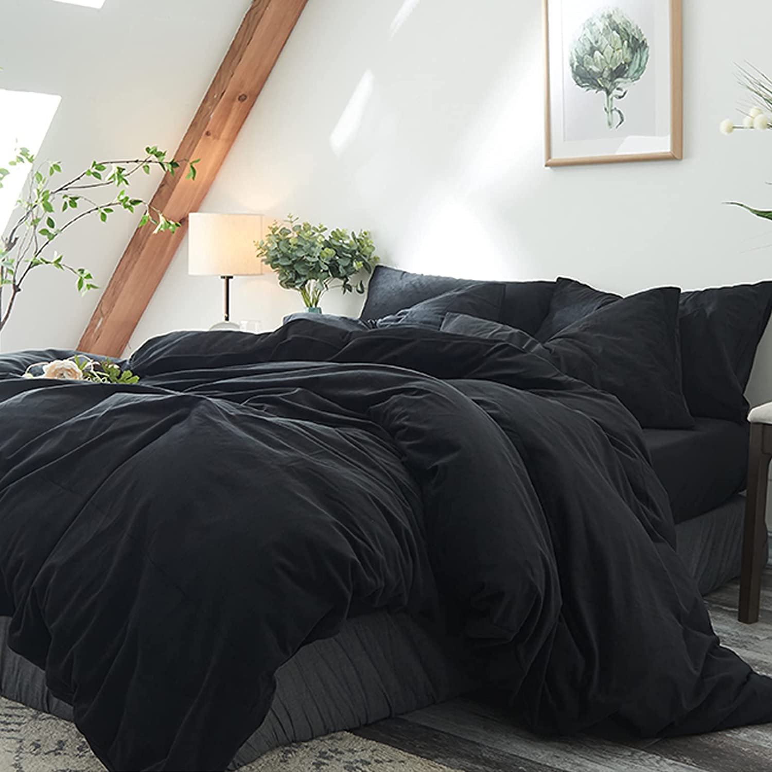 Price:$29.99 King Black Duvet Cover, Zipper Closure Ultra Soft Microfiber 3 Pieces (1 Duvet Cover + 2 Pillow Sham), Comforter Cover with Corner Ties, King Size - (104x90 inches) : Home & Kitchen
