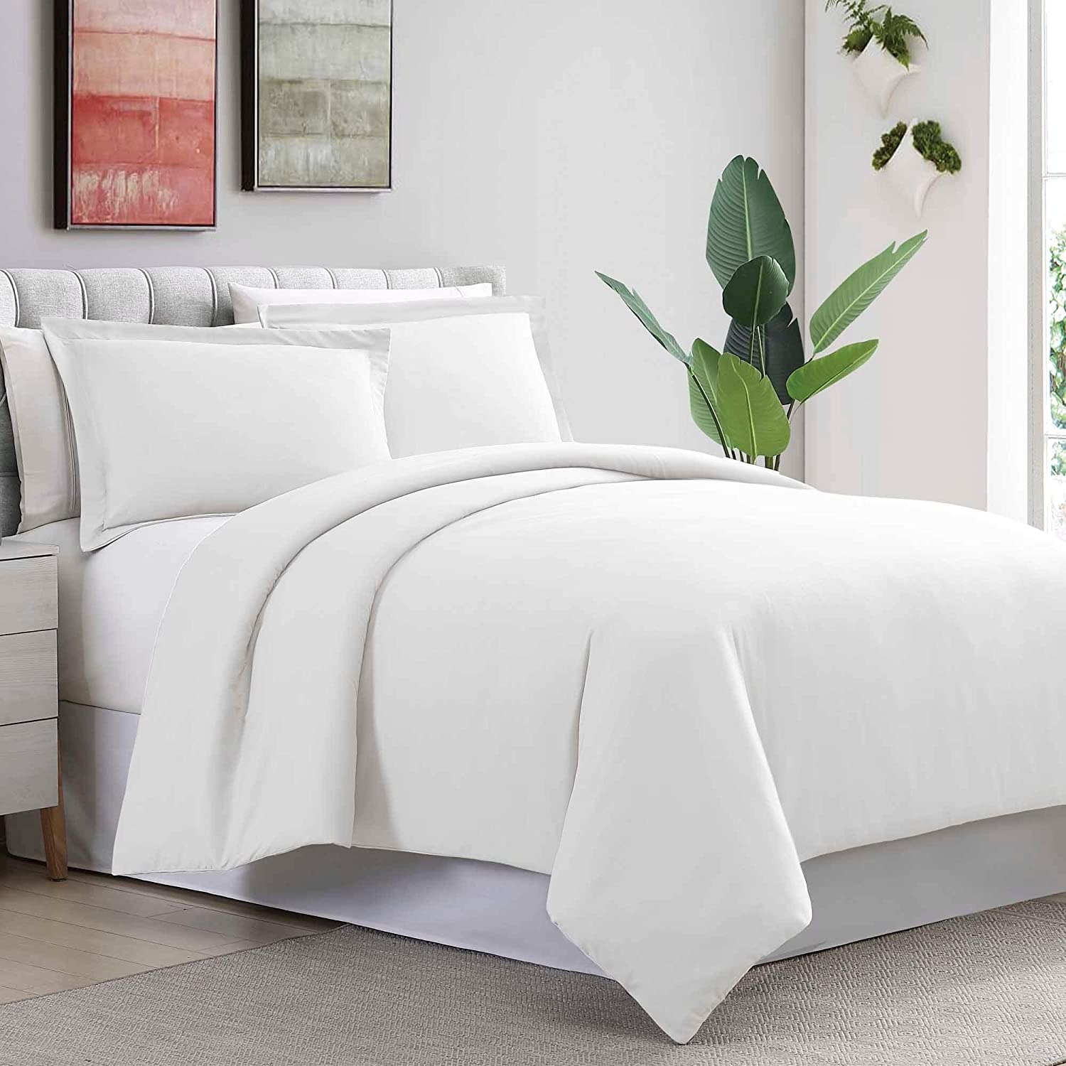 Price:$84.99 Star Linen Luxuries Hotel Quality 1000TC 3pc Duvet Cover Set with Zipper Closer & Corner Ties,Soft Natural Egyptian Cotton, Fade Resistant (King/Cal-King (92 x 104 Inch), White Solid) : Home & Kitchen