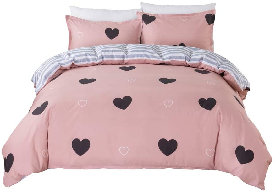 Price:$33.99 Hot Modern Love Twin Duvet Cover Set, 3 Piece Print Pink Duvet Cover Set with 1 Duvet Cover Twin 2 Heart Pillow Cases, Cute Bed Sheets for Bed Birthday Gifts for Women : Home & Kitchen