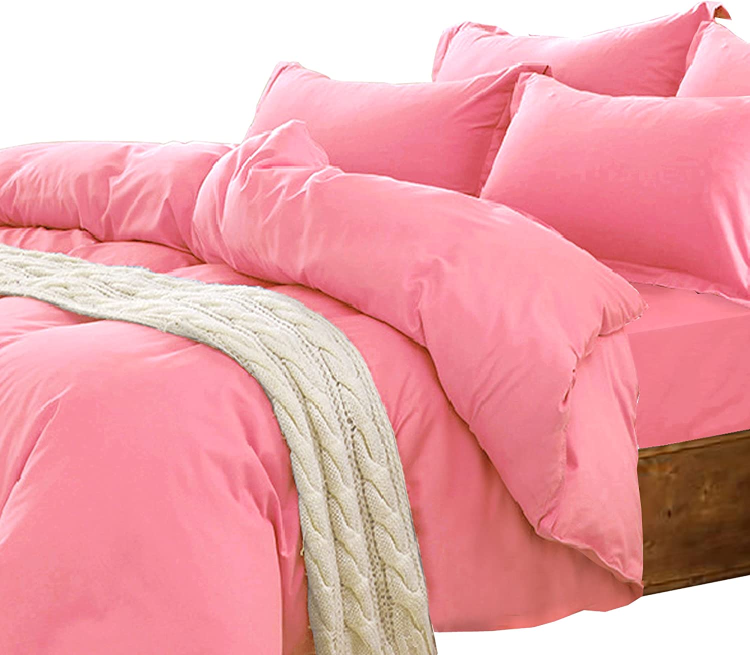 Price:$29.99 Cotton Full / Queen Duvet Cover Set 3pc Candies Collection 620 Thread Count, Solid Color Duvet Cover Set, Pillow Sham, Pink : Home & Kitchen