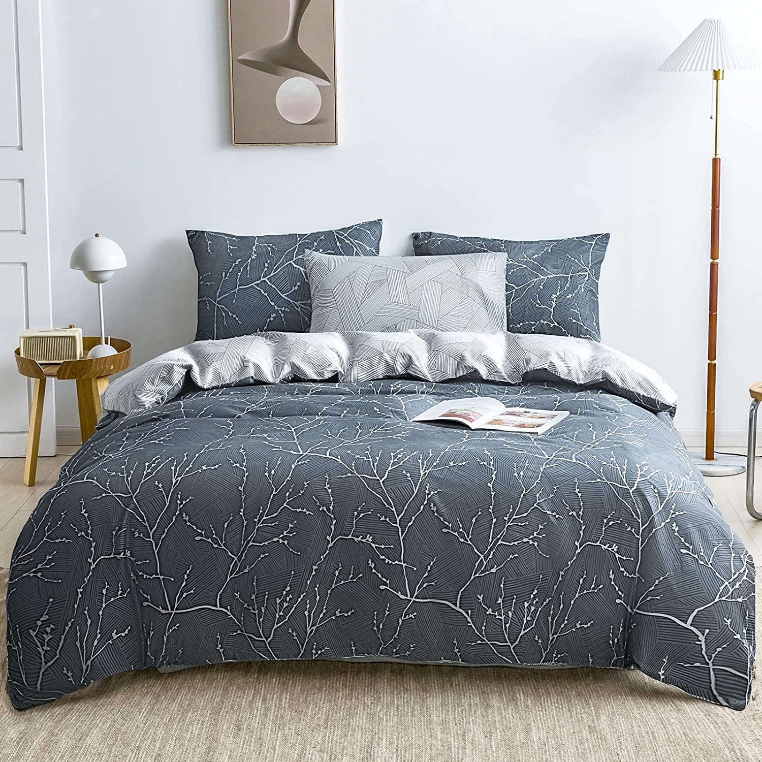 Price:$31.99 Cotton Duvet Cover Sets Ultra Soft and Breathable Home Bedding Set with Zipper Closure Reversible Bedding Comforter Cover with 2 Pillowcases : Home & Kitchen