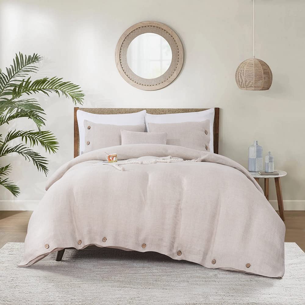 Price:$125.00 Park Stone Washed Queen Linen Duvet Cover 3-pc Set, Oeko-Tex Certified, Ultra-Soft, Breathable, Machine Washable, All Season,Natural Color : Home & Kitchen