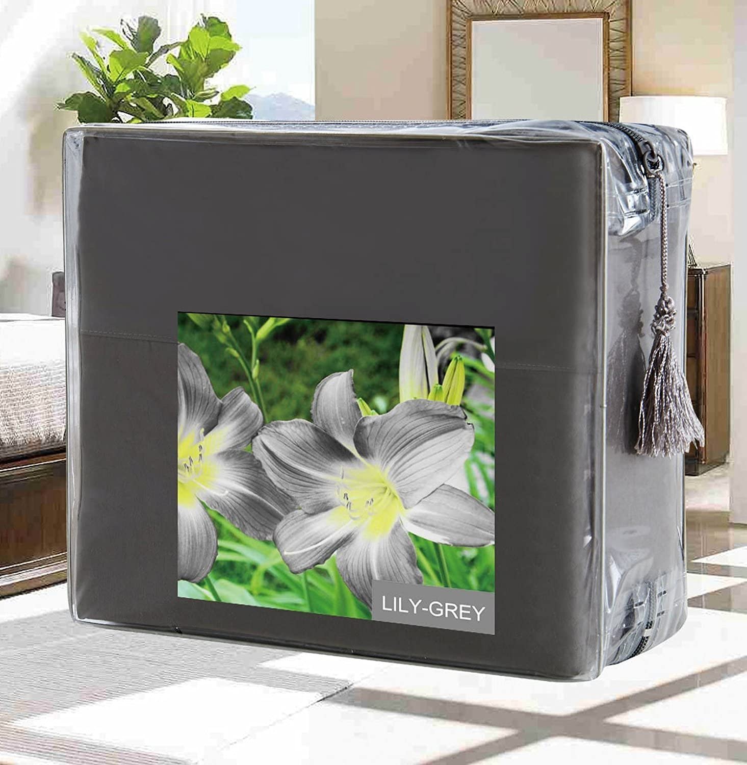 Price:$22.99 Duvet Cover Set on Amazon Elegant Comfort Wrinkle-Free 1500 Thread Count Egyptian Quality 3-Piece Duvet Cover Set - Flowers Collection King/Cali King, Grey : Home & Kitchen