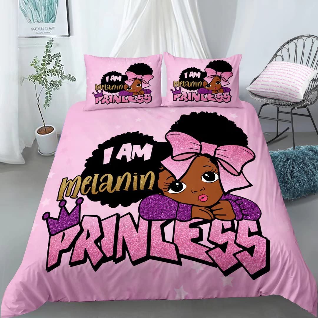 Price:$37.97 American Black Girl Duvet Cover Set,Black Girl Magic Bedding Set Twin Size,Cute Little Afro Black Princess Bed Comforter Cover Sets,Girl Bedroom Room Decor(1 Duve Cover +2 Pillowcases : Home & Kitchen