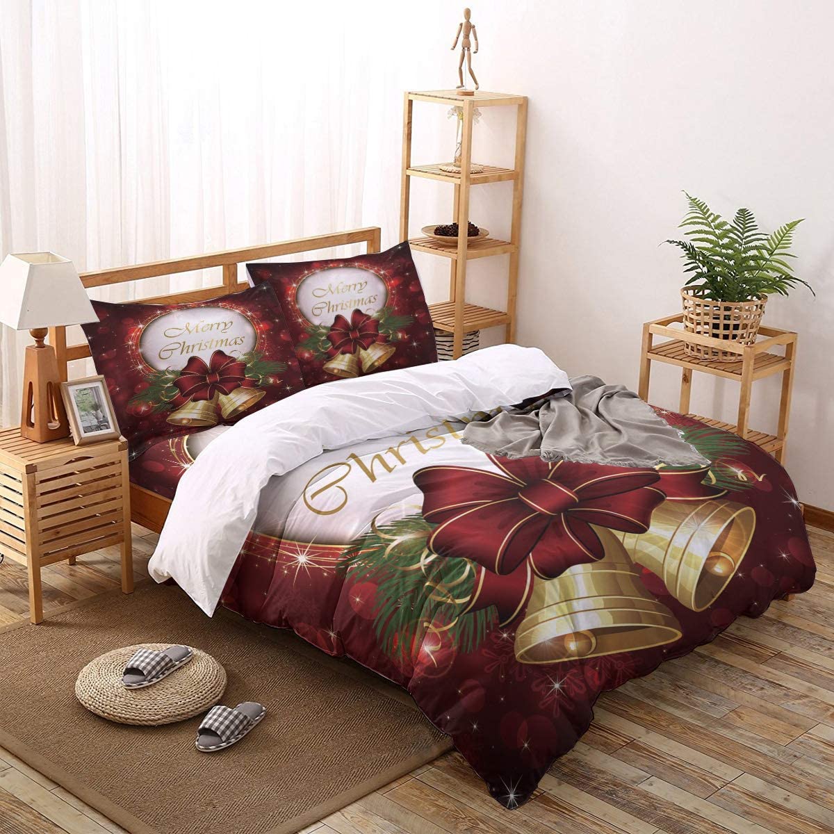 Price:$113.99 Christmas Print Home Comforter Cover Bedding Sets Duvet Cover Sets Bedspread for Adult Kids, Flat Sheet, Shams Set 4 Pieces 4 Pcs King Size for Kids Teenage Teens : Home & Kitchen