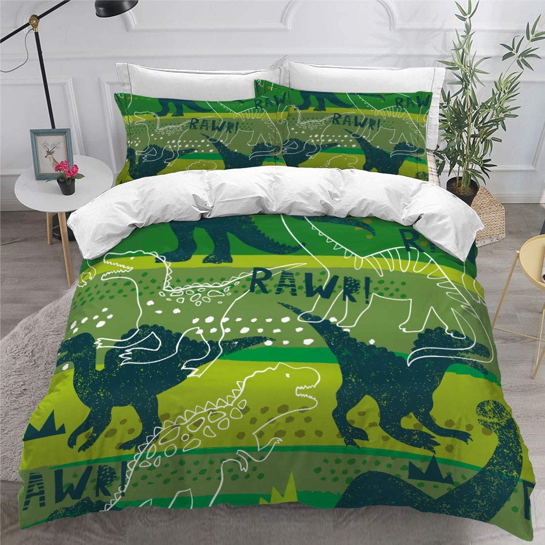 Price:$44.75 Duvet Cover Set Full Queen Size Dinosaur Comforter Cover Boys Bedding Set 3D Kids Soft Microfiber 1 Piece Duvet Cover with Zipper 2 Pieces Pillow Shames No Comforter (Dino2, Full/Queen) : Home & Kitchen