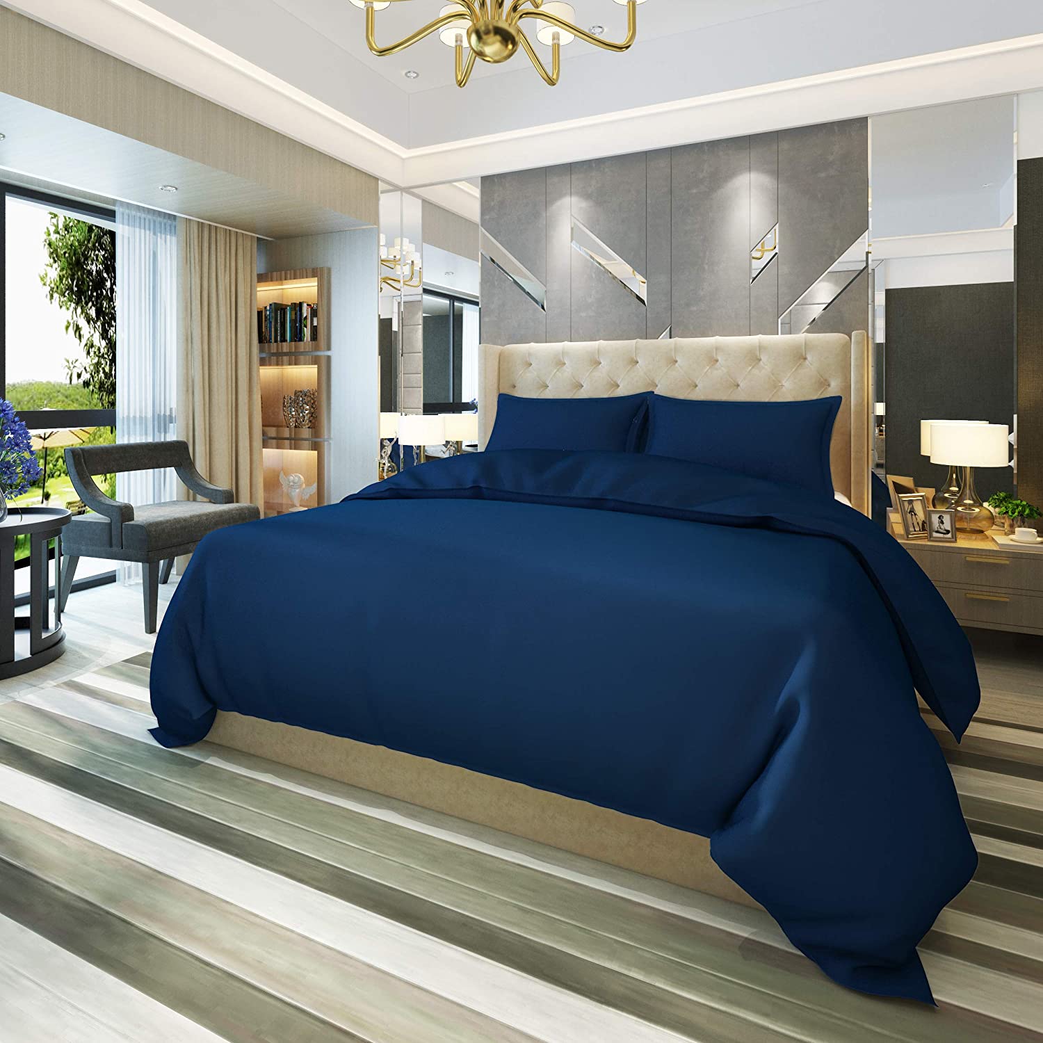 Price:$20.95 Nomad Luxury Duvet Cover and Pillow Shams Set - Royal Blue, Full/Queen, 3 Pieces Ultra Soft Bedding Duvet Covers with Zipper Closure for Duvet Insert, Cool Breathable Microfiber Comforter Cover : Home & Kitchen