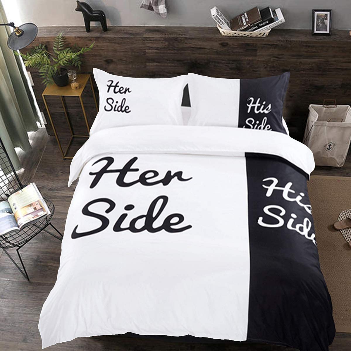Price:$33.99 White Duvet Cover Set King His Side Her Side Bedding Set 3 Pieces Lightweight Microfiber Comforter Cover with Zipper Ties for Adults 90"x 103" Not Comforter : Everything Else