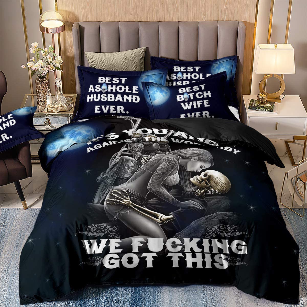 Price:$33.89 Pieces Skull Duvet Cover Set King 3D Beauty Skull Gothic Pattern Printed Bedding Duvet Cover with Pillowcases Soft Microfiber Lover Bedding Comforter Cover for Adults 90"x 103" : Everything Else