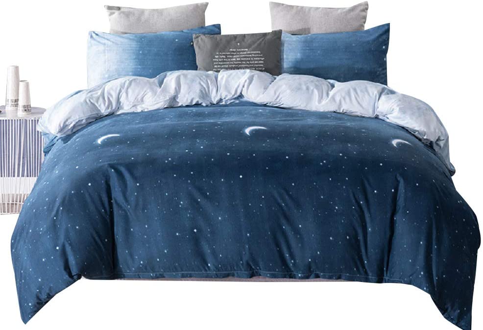 Price:$15.99 Star Duvet Cover Starry Night Sky Bedding Sets Grey White Blue Gradient Comforter Cover with 2 Pillowcases,Soft Breathable Durable Bedclothes for Kids Girl Boy Galaxy Decor Bedroom,Full,Zipper : Home & Kitchen