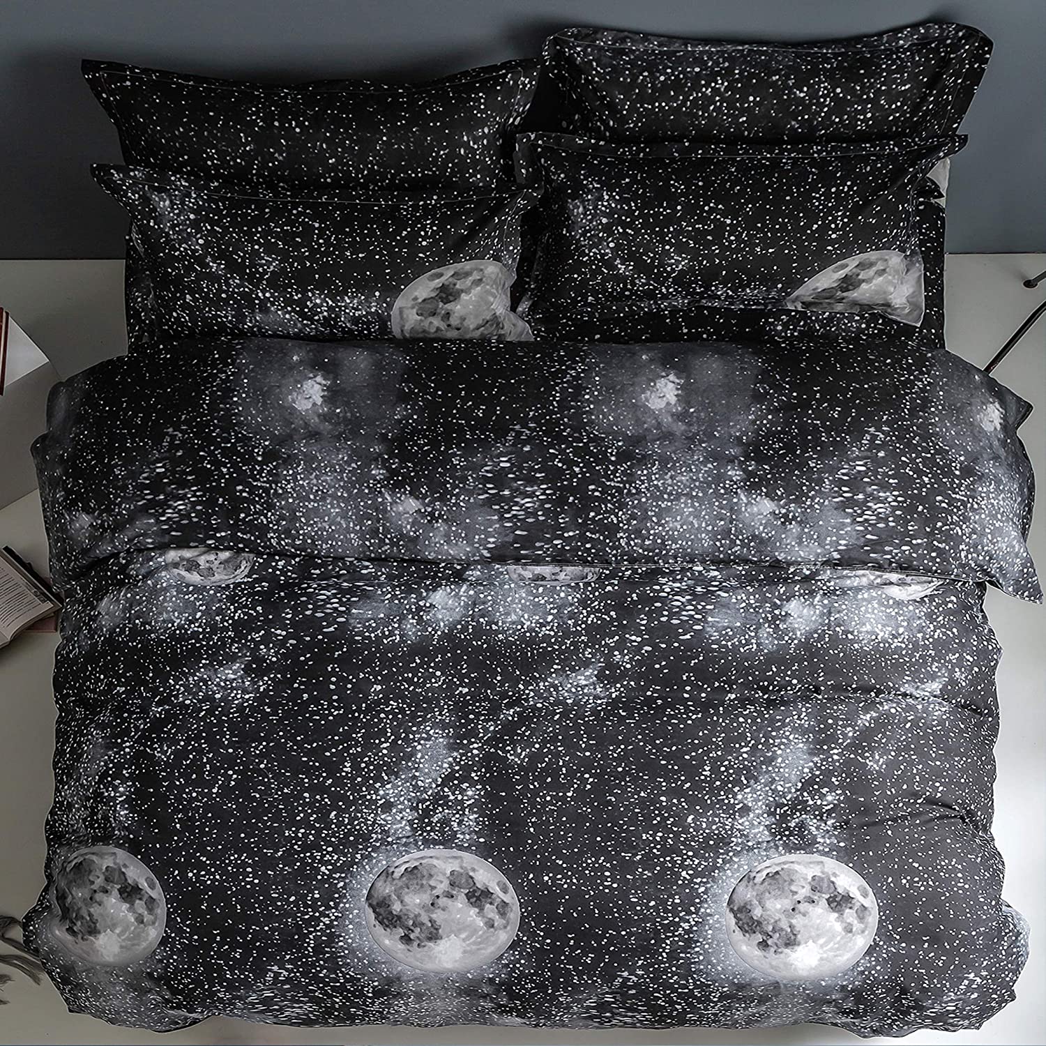 Price:$26.89 3D Planet Duvet Cover Set Queen Size Galaxy Theme Hotel Luxury Bedding Set Comforter Cover (1 Duvet Cover+2 Pillowcases) Gray : Home & Kitchen