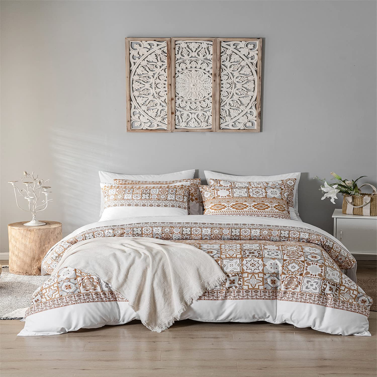 Price:$28.00 Pieces Duvet Cover Set Boho Aztec Bedding Set Geometric Striped Print Duvet Cover with Zipper Ties 2 Pillowcases Quality Soft Breathable for All Seasons (Yellow, King) : Home & Kitchen