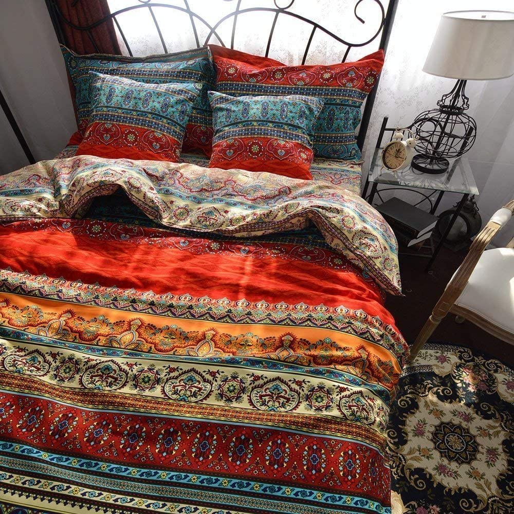 Price:$64.95 Boho Style Bedding Set Boho Duvet Cover Set Bohemian Bedding Set 3psc (Queen) : Home & Kitchen