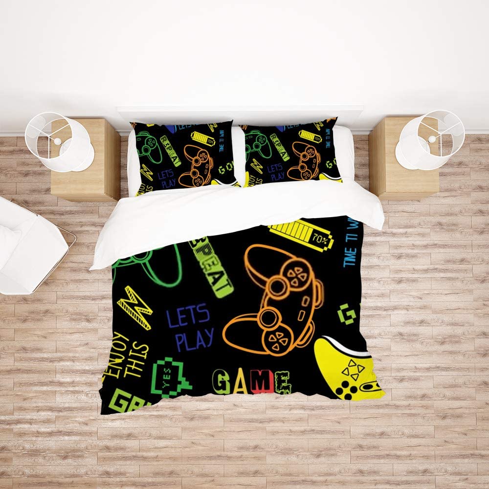 Price:$34.99 Sun Bedding Sets Queen Size Bright Joysticks Gaming Duvet Cover Set with 1 Duvet Cover and 2 Pillow Shams,Gifts for Girls Boys Teen,Without Comforter : Home & Kitchen