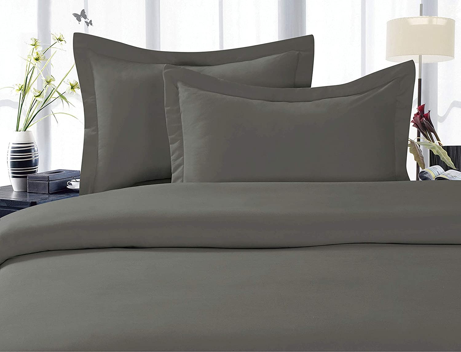 Price:$22.99 Linen Best, Softest, Coziest Duvet Cover Ever! 1500 Thread Count Egyptian Quality Luxury Super Soft Wrinkle Free 3-Piece Duvet Cover Set , Full/Queen, Grey : Home & Kitchen