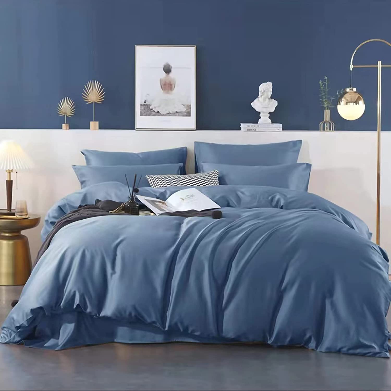 Price:$36.99 100% Washed Cotton Duvet Cover Set of Home Student Bedding Quilt Set, Solid Color, Soft and Breathable, with Zipper Closure Corner tie(Sky Blue) King, 3-Piece (No Comforter) : Home & Kitchen