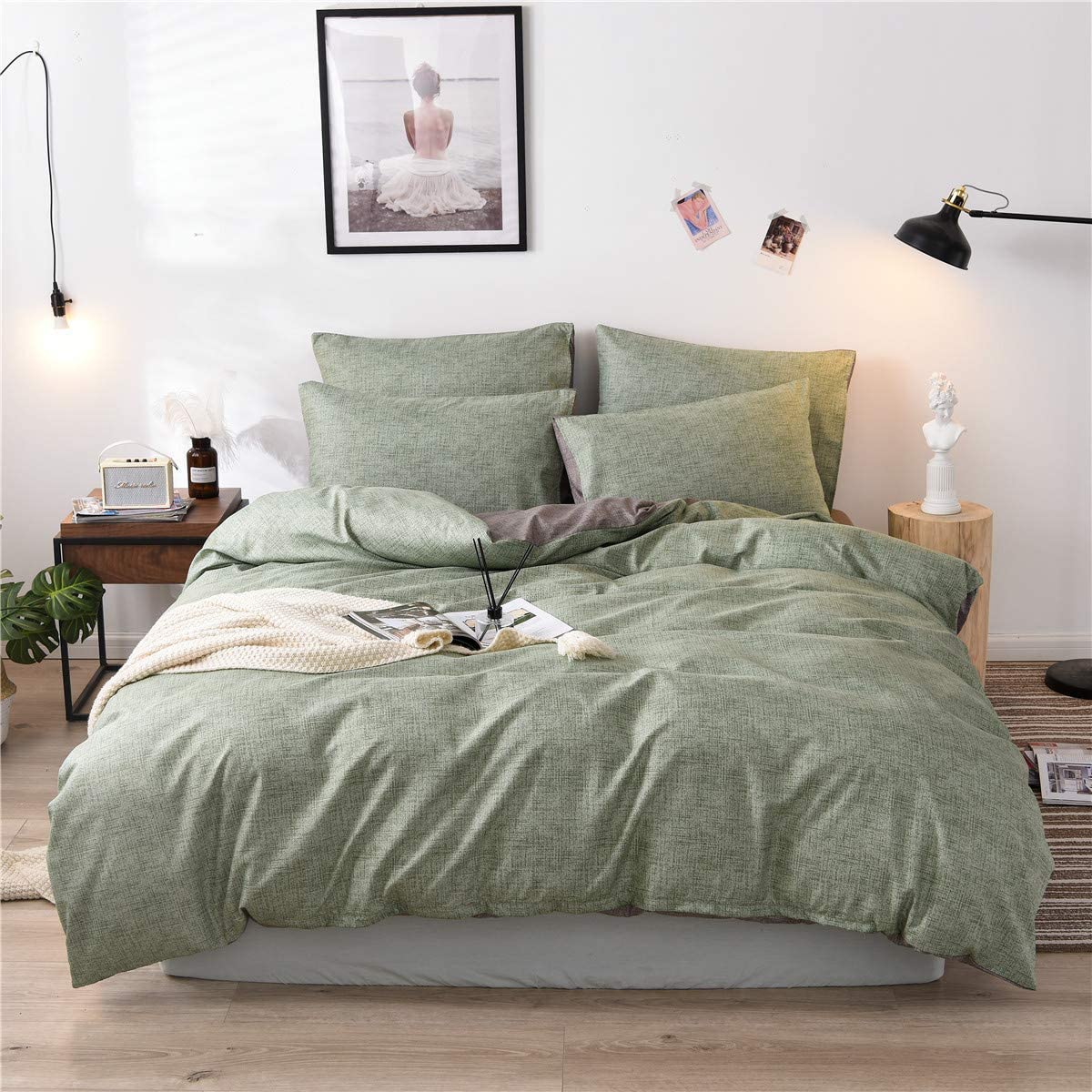 Price:$14.99 Green 100% Microfiber Duvet Cover Set, 2 Pieces Luxury Soft Bedding Set with Zipper Closure. Solid Color Pattern Duvet Cover Twin Size(No Comforter) (Green, Twin) : Home & Kitchen