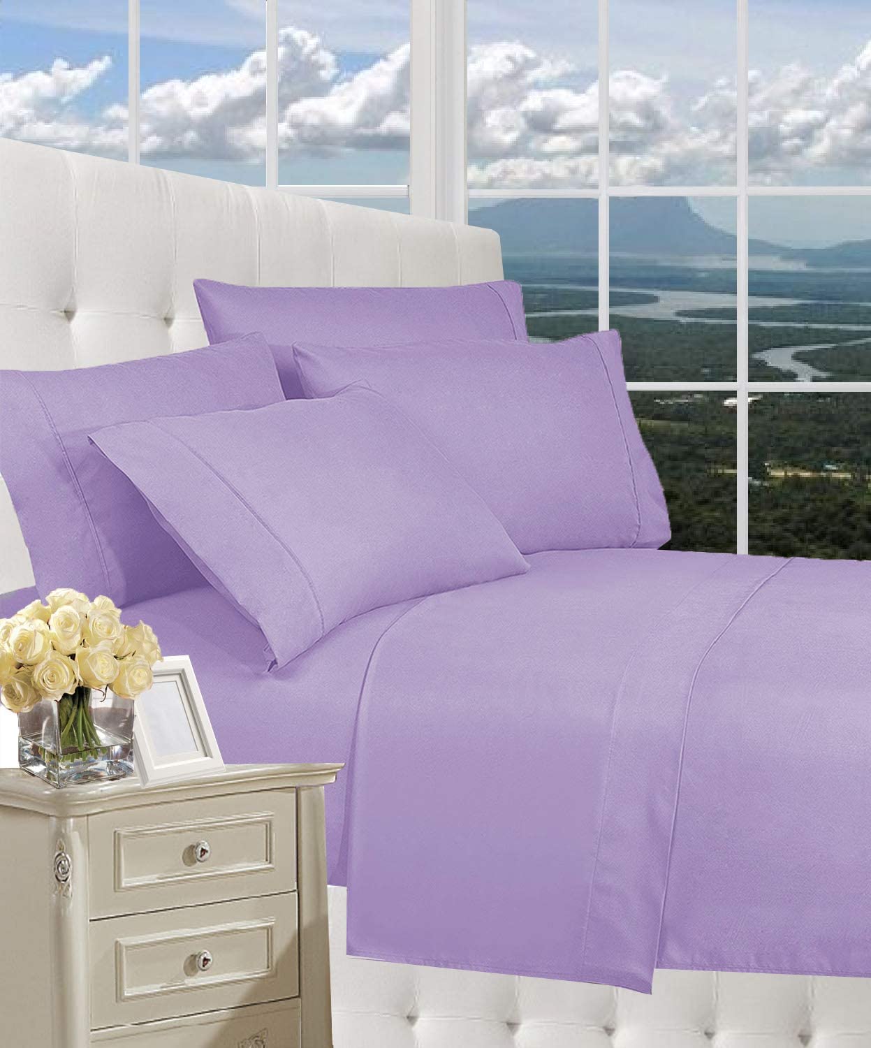 Price:$23.95 Duvet Cover Set on Amazon! Celine Linen 1800 Thread Count Egyptian Quality Wrinkle Free 3-Piece Duvet Set 100% , King/California King - Lilac : Home & Kitchen