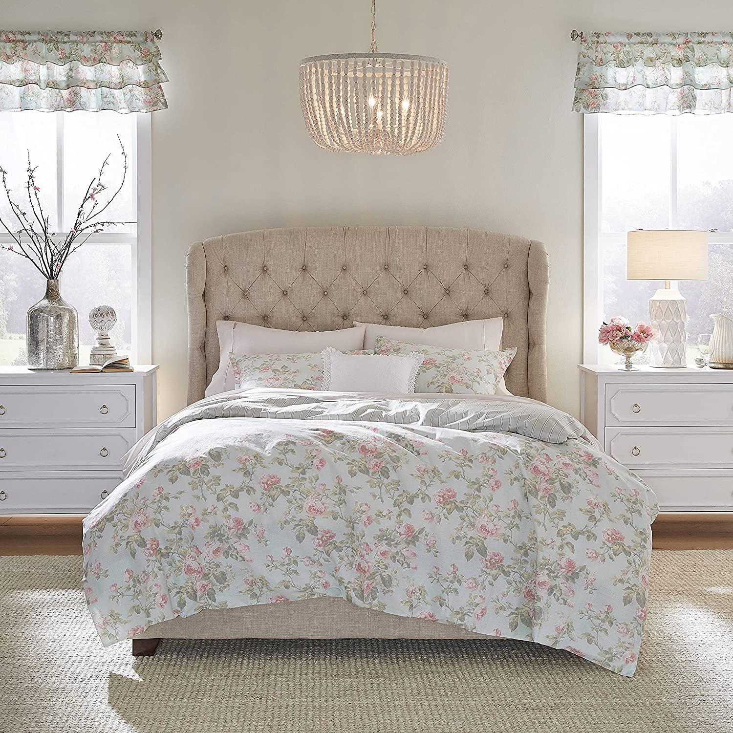 Price:$91.80 Ashley Home | Madelynn Collection | Duvet Cover Set - 100% Cotton, Reversible, Button Closure, Includes Matching Sham(s), King, Blue : Home & Kitchen