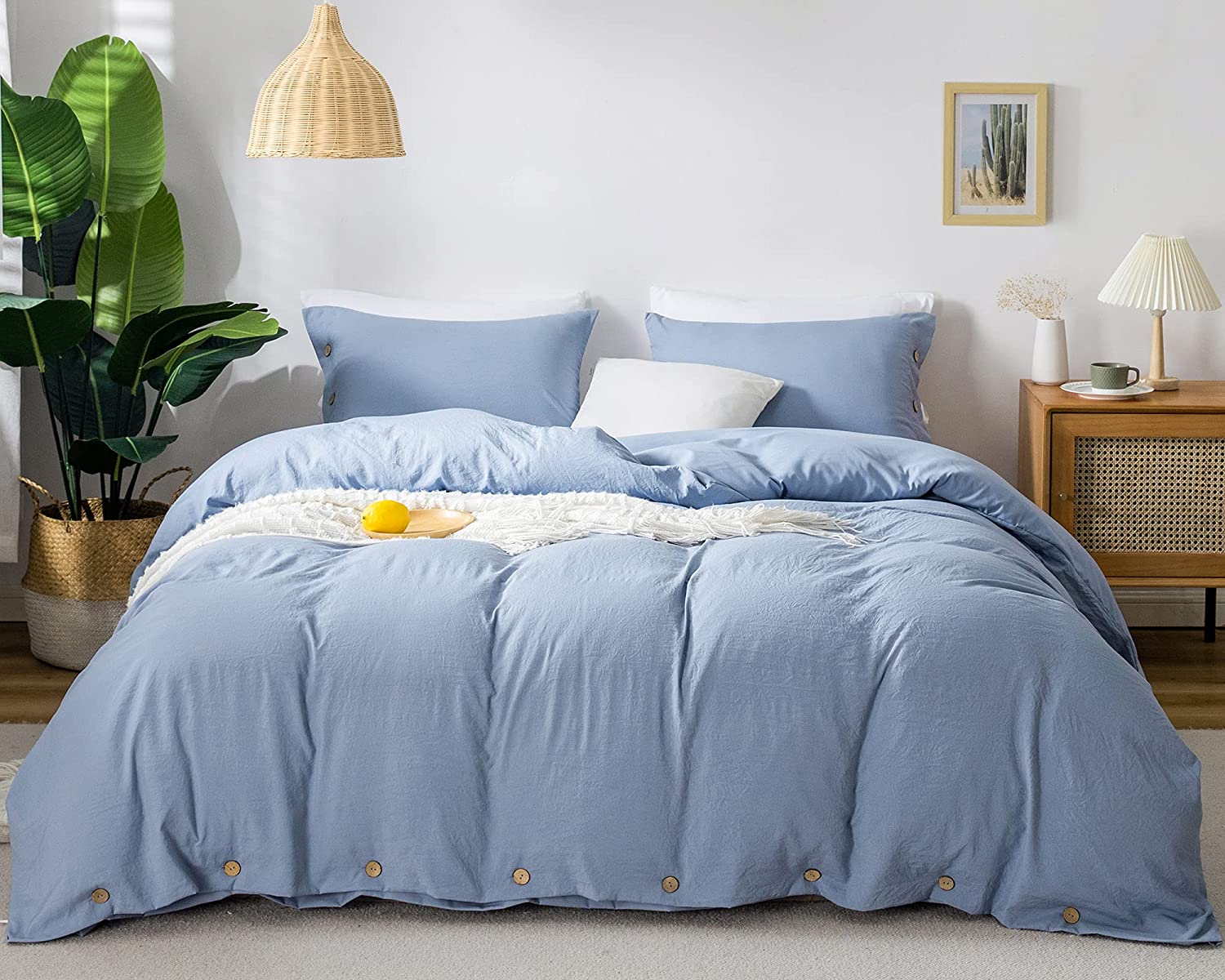 Price:$38.99 Lake Grayish Blue Duvet Cover Full Size Comforter Covers Solid Color Soft Lightweight Washed Microfiber Bedding 3 Pieces Sets with Button Closure, 1 Duvet Cover 80x90 inches and 2 Pillow Cases : Home & Kitchen
