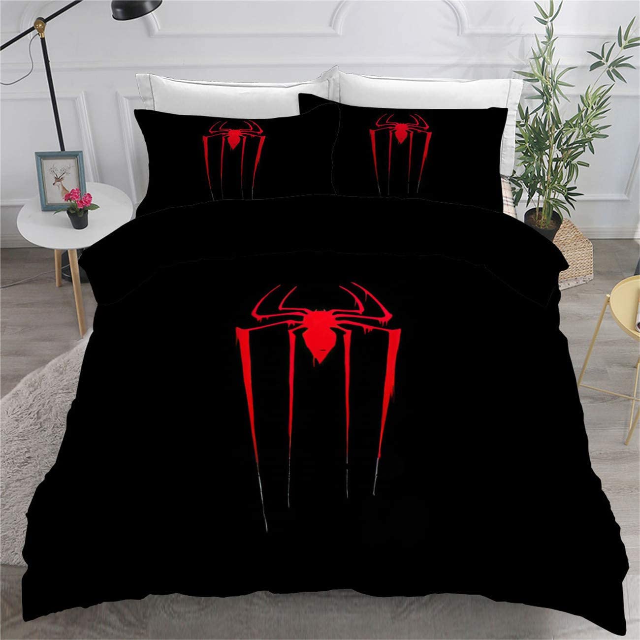 Price:$63.98 Spider Web Bedding Set Full Size 3D Kids Duvet Cover Set Black Quilt Cover 100% Microfiber Girls Bed Set 3Pieces 1Duvet Cover 2Pillow Shams : Home & Kitchen