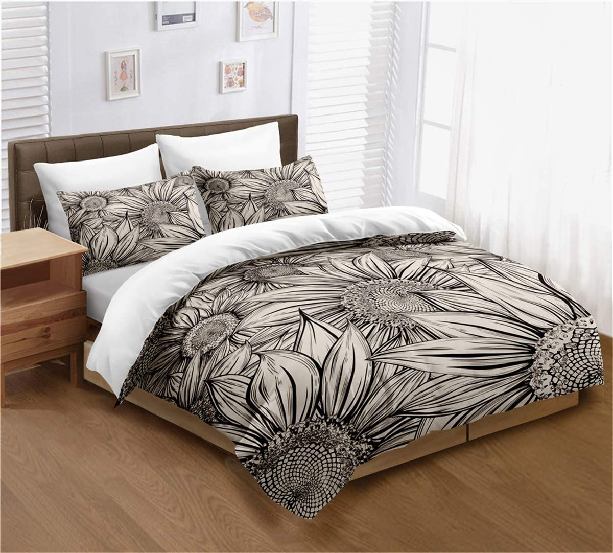 Price:$50.78 Bedding Set Queen Size, Gray Petal Painting Effect and in Minimalistic Design Artwork, 3 Pieces Duvet Cover Set with 2 Pillow Cases, Modern Style for Men and Women : Home & Kitchen