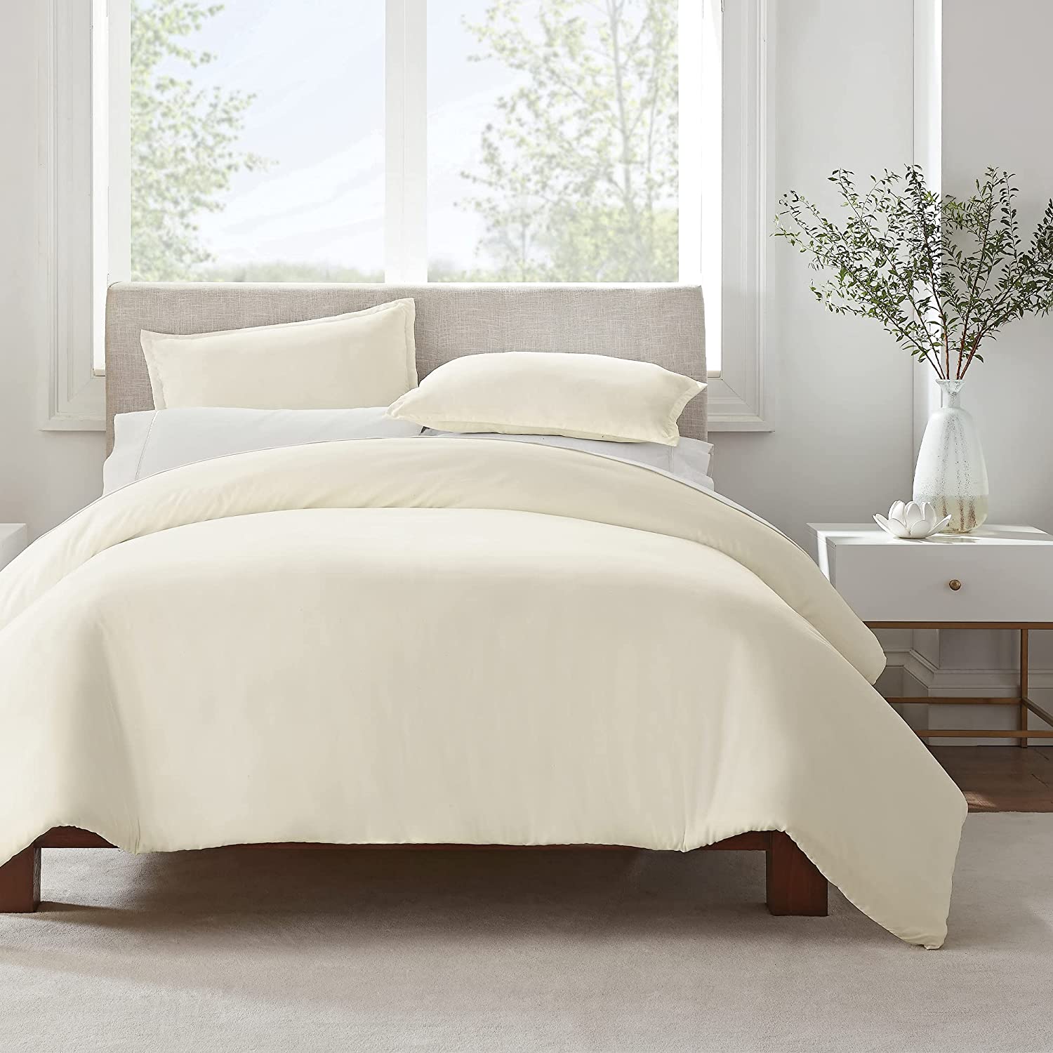 Price:$28.49 Simply Clean Ultra Soft Hypoallergenic Stain Resistant 2 Piece Solid Duvet Cover Set, Ivory, Twin/Twin XL : Home & Kitchen