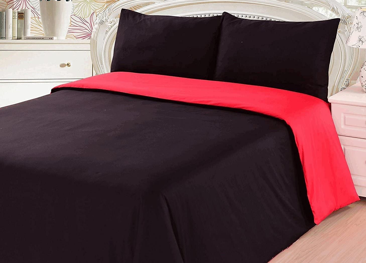 Price:$62.91 Home Fashion DC32PC-RBK 2-3 Piece Reversible Duvet Cover Set, King, Red : Home & Kitchen