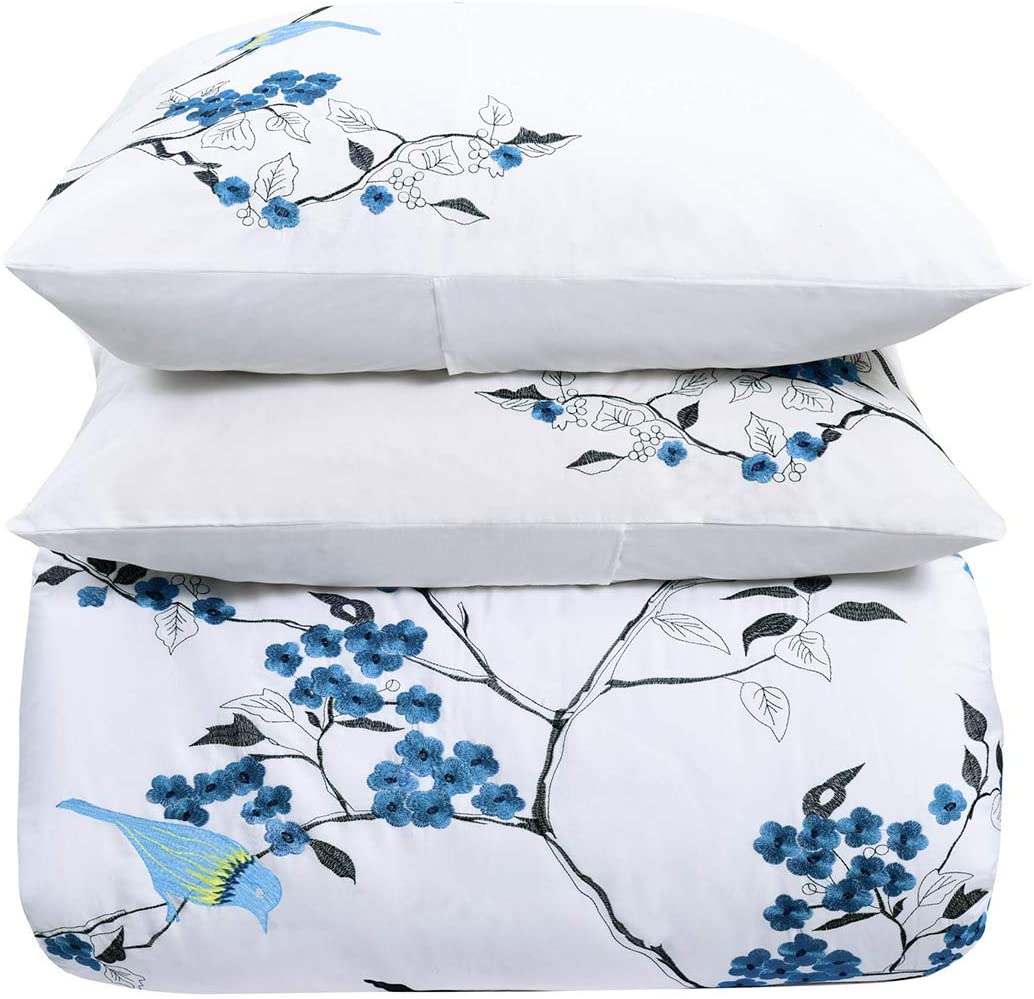 Price:$74.87 Cherry Garden 100% Cotton 3Pc Duvet Set - King/California King - Blue : Home & Kitchen