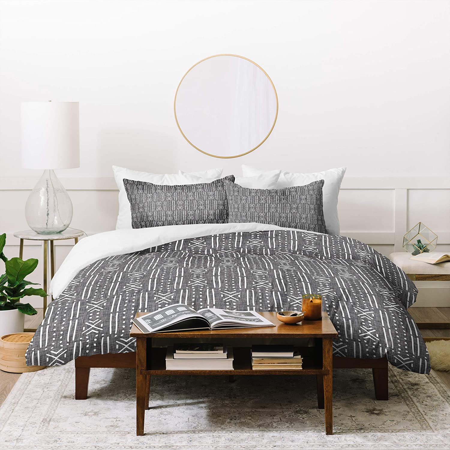 Price:$112.11 Designs Holli Zollinger Mudcloth Linen Duvet Set with Two Pillow Shams, Queen/Full, Grey : Home & Kitchen