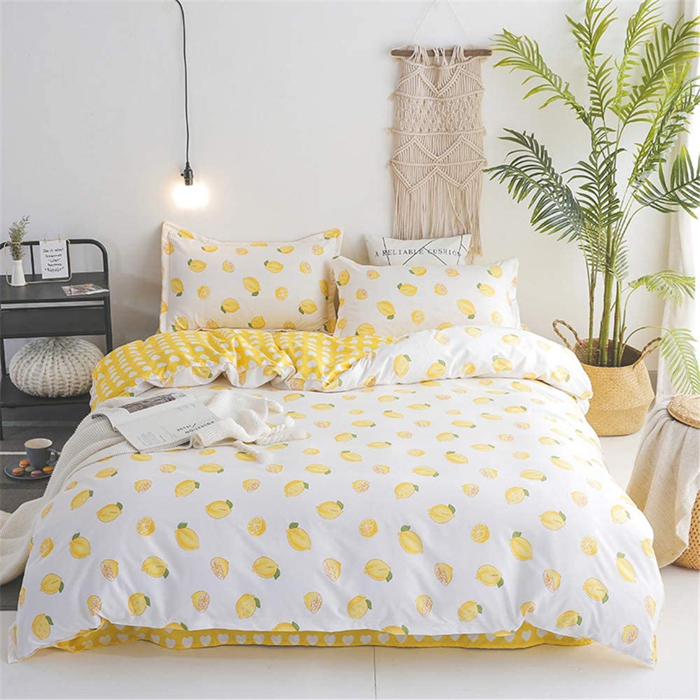 Price:$32.00 Yellow Lemons Simple Brief Polyester Microfiber Duvet Cover Set Bedsheet Pillowcases Bedding Set 3pc Twin Size 61"x80"(155x205cm) : Home & Kitchen