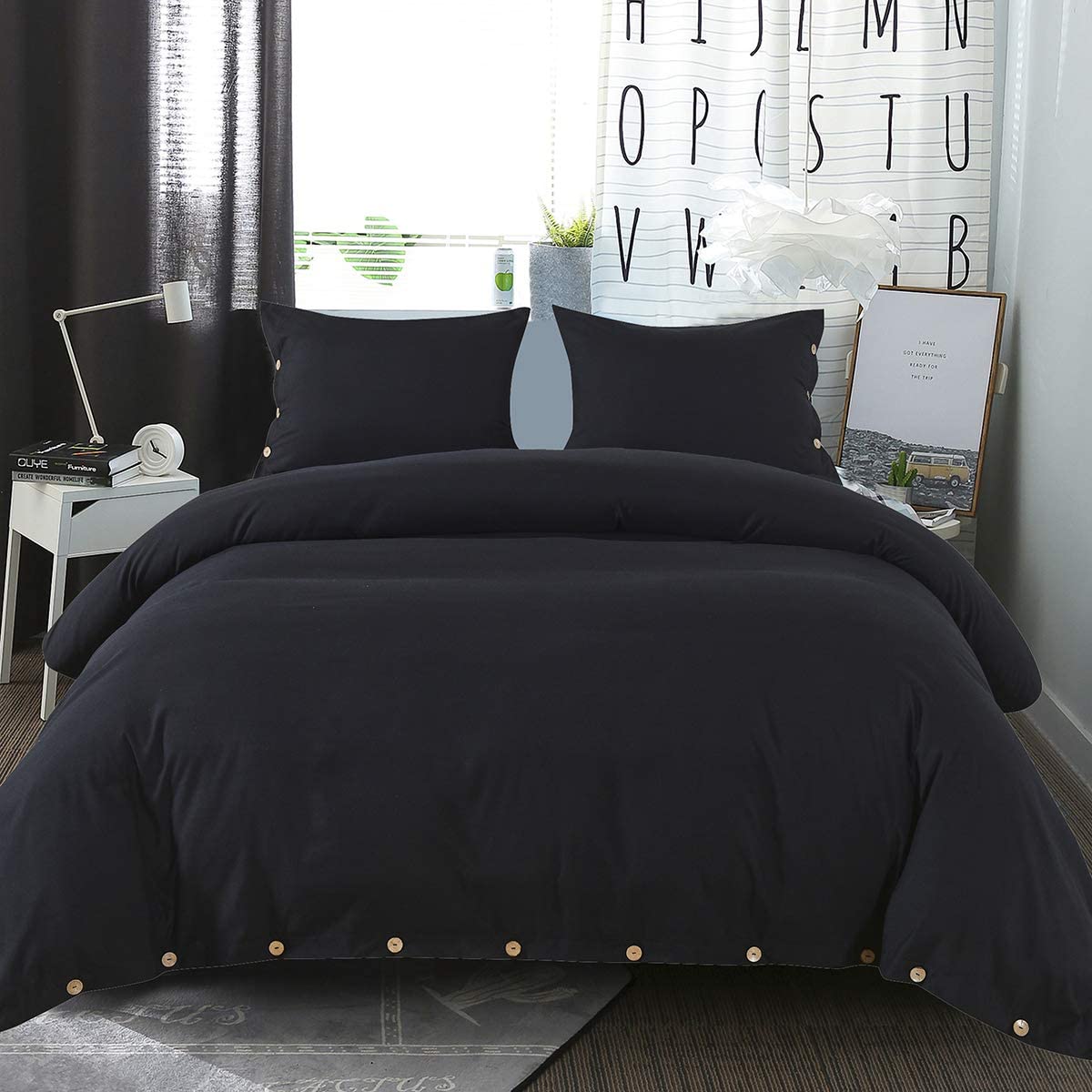 Price:$29.99 Bedding Duvet Cover Set with Button Closure, 90" X 90", Lightweight Microfiber Comforter Quilt Cover Set : Home & Kitchen