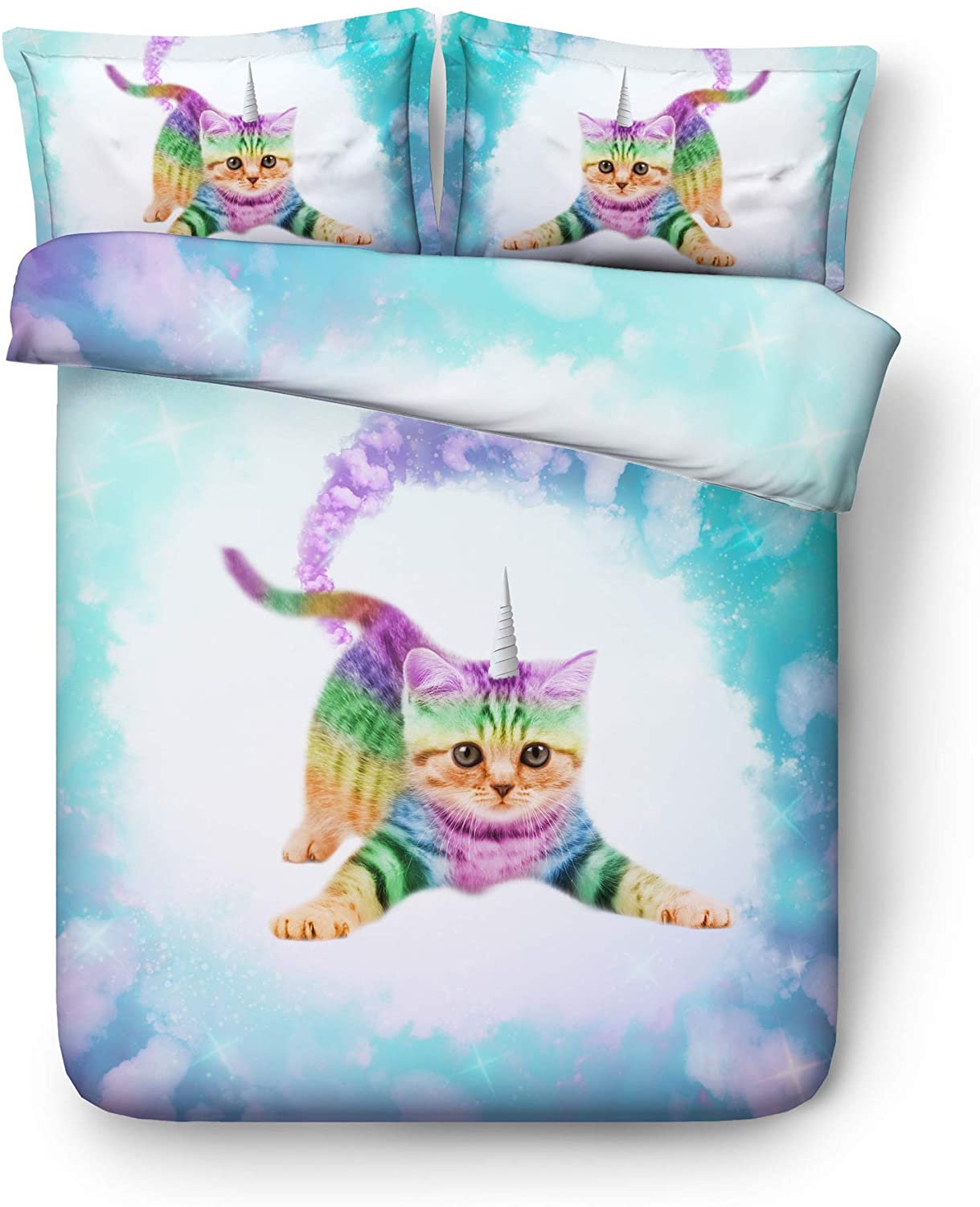 Price:$50.99 Kids Bedding Sets EsyDream Galaxy Unicorn Kids Duvet Cover Sets 3 Pieces Soft Microfiber Material Space Unicorn Quilt Cover(1pc Duvet Cover 2pc Pillowcase)(Queen,Color 5) : Home & Kitchen