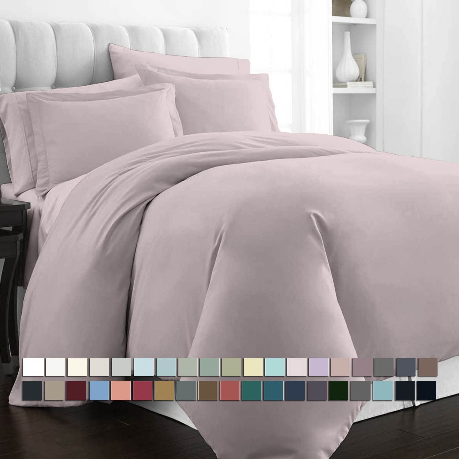Price:$64.99 400 Thread Count Cotton 3 Piece Duvet Cover Set Lilac Grey, 100% Long Staple Cotton Duvet Covers, Luxury Soft Satin Quilt Cover Set with Button Closure (Lilac King/Cal King 3PC Duvet Cover) : Home & Kitchen