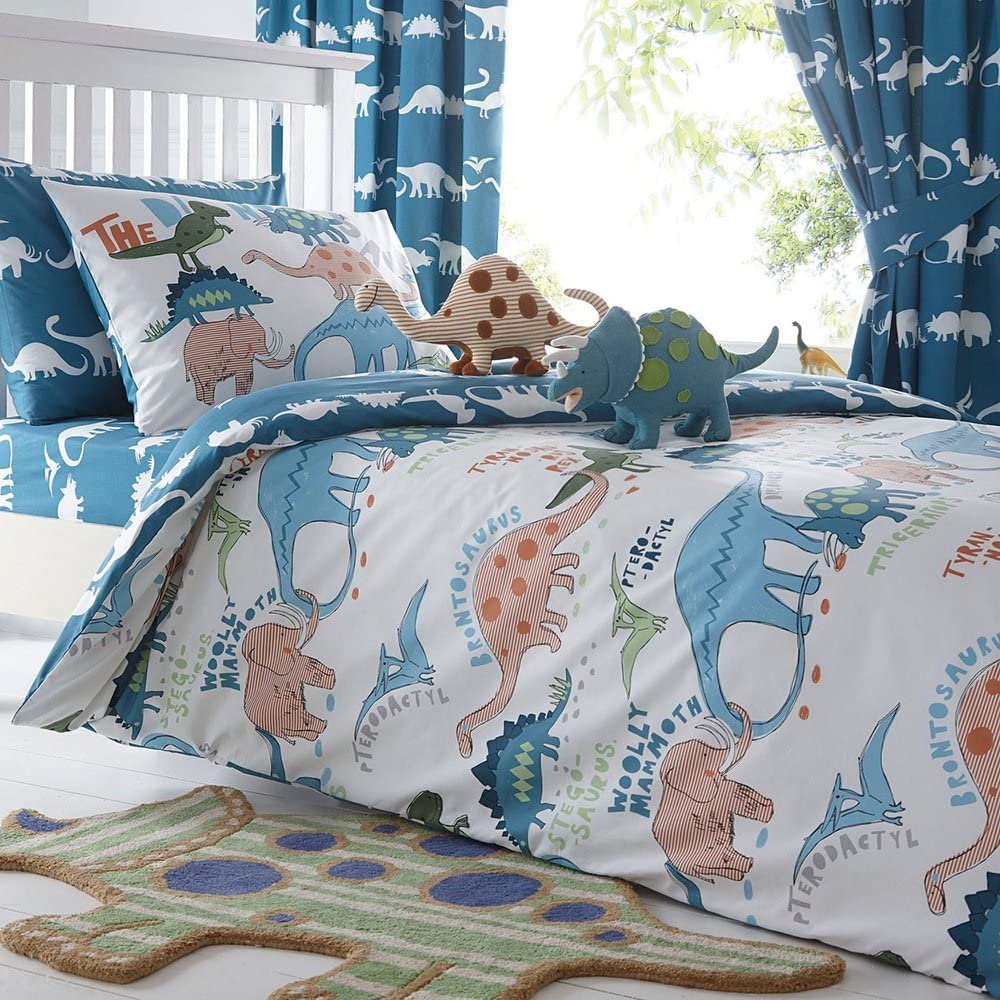 Price:$65.99 Dinosaur Duvet Cover Set, 100% Cotton Dinosaur Print Duvet Cover Set for Kids Bedding - Full