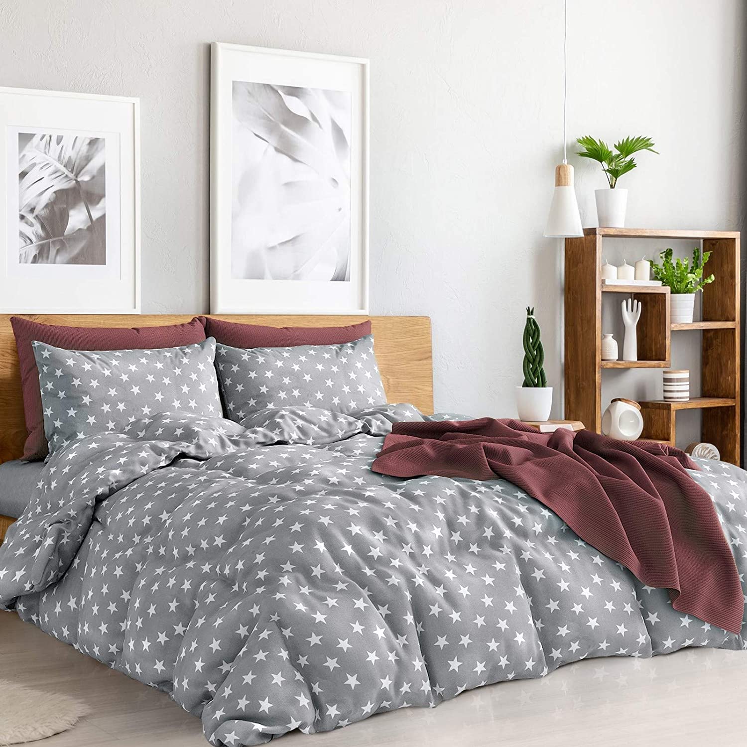Price:$105.99 Cover Queen 4 Pieces Set Grey & White Stars Egyptian Cotton Deep Pocket Queen Sheets Light Grey Bedding Sets Queen Covers Sheets Queen Size : Home & Kitchen