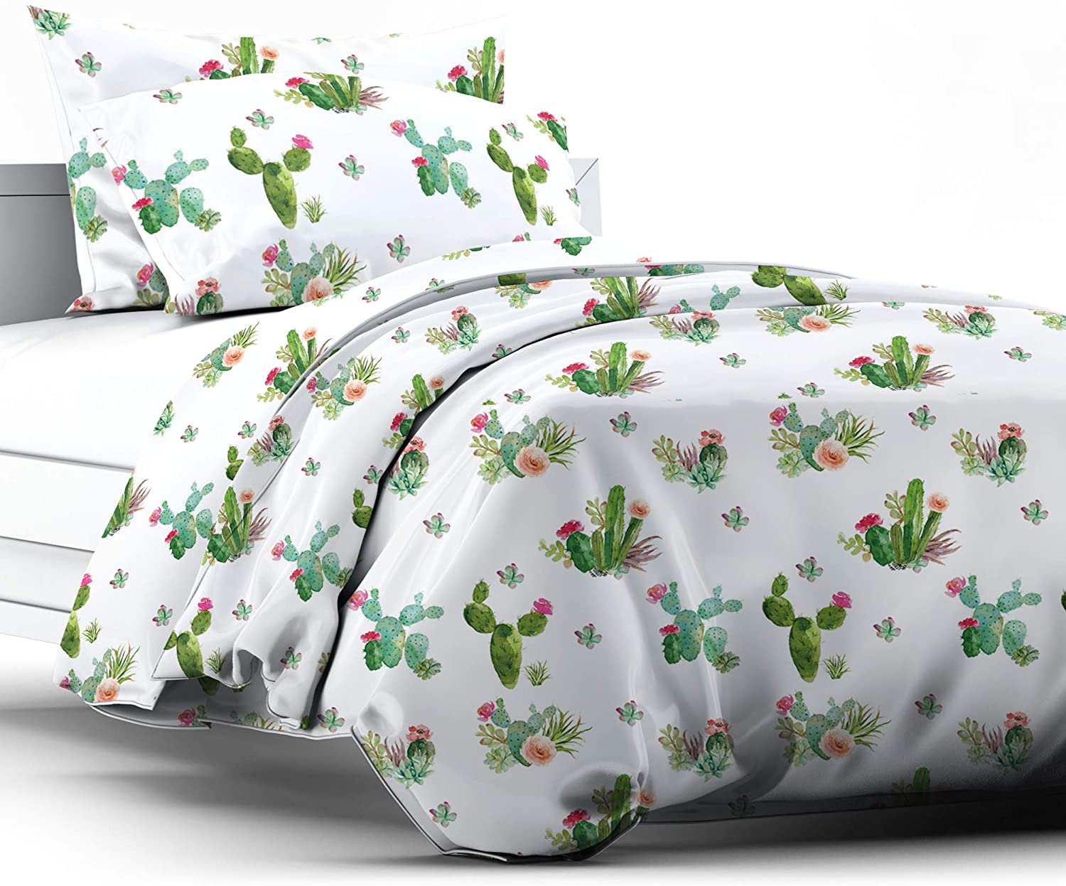 Price:$43.99 3 Piece Cactus Succulents Floral Bedding Set Duvet Cover Bed Set Comforter Cover Gift for Kids Girls Boys-Blooming Cactus : Home & Kitchen