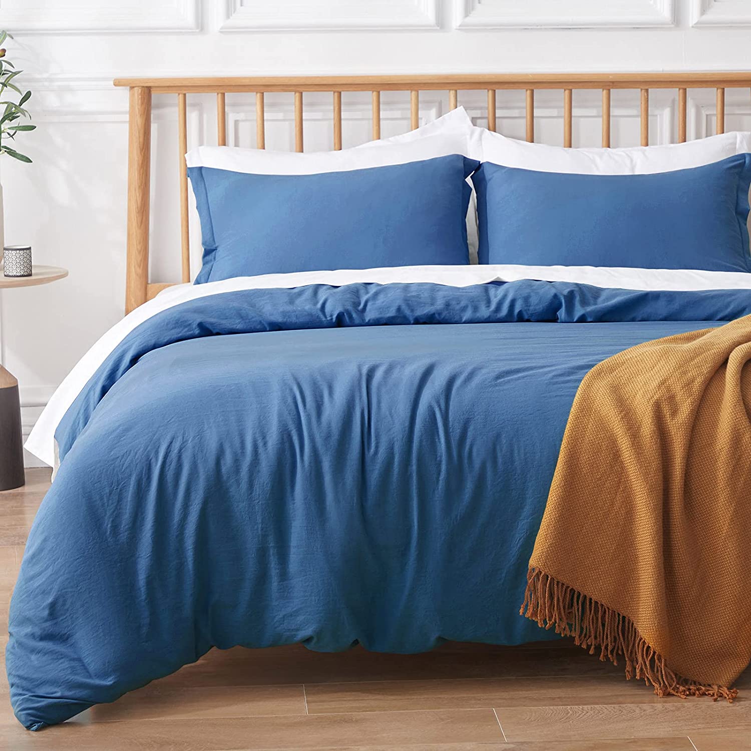 Price:$16.99 Duvet Cover Queen - Washed Microfiber Comforter Cover with Zipper Closure, Ultra Soft Hypoallergenic 3 Piece Navy Duvet Cover Sets (1 Duvet Cover, 2 Pillow Shams) : Home & Kitchen