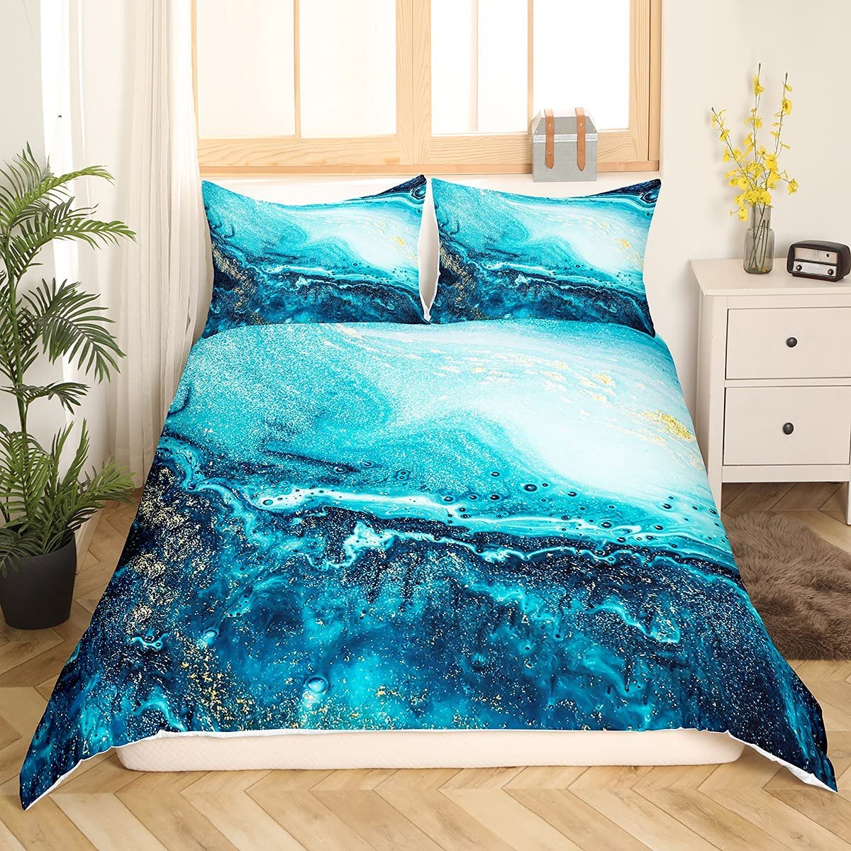 Price:$45.00 Marble Comforter Cover Queen Liquid Colorful Marble Bedding Set Abstract Rainbow Quicksand Duvet Cover Girl Turquoise Bed Covers Girly Watercolor Chic Marble Modern Decor Kids Gift Bed Set : Home & Kitchen