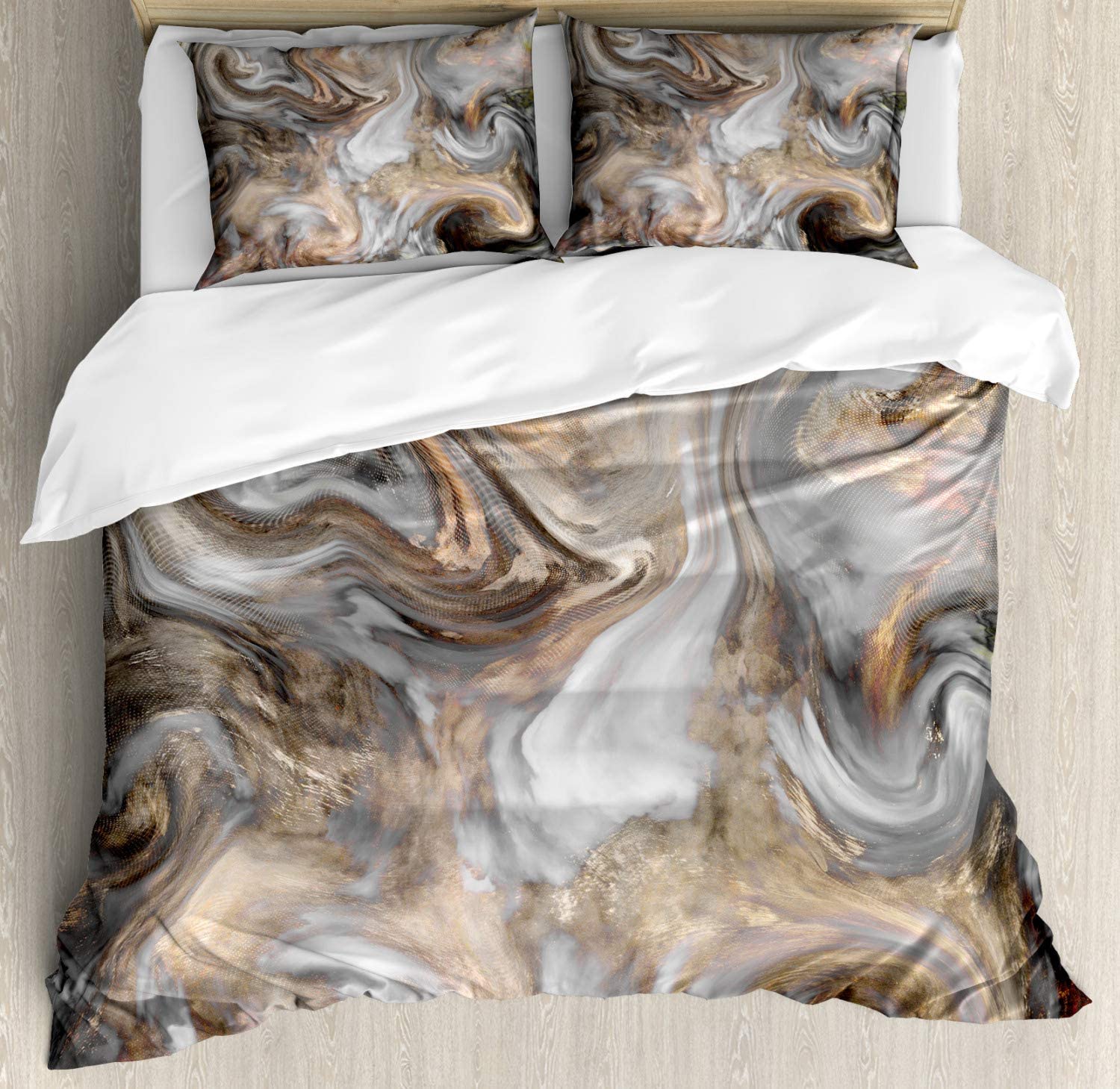 Price:$89.95 Marble Duvet Cover Set, Retro Style Paintbrush Colors in Marbling Texture Watercolor Artwork, Decorative 3 Piece Bedding Set with 2 Pillow Shams, King Size, Sand Brown : Home & Kitchen