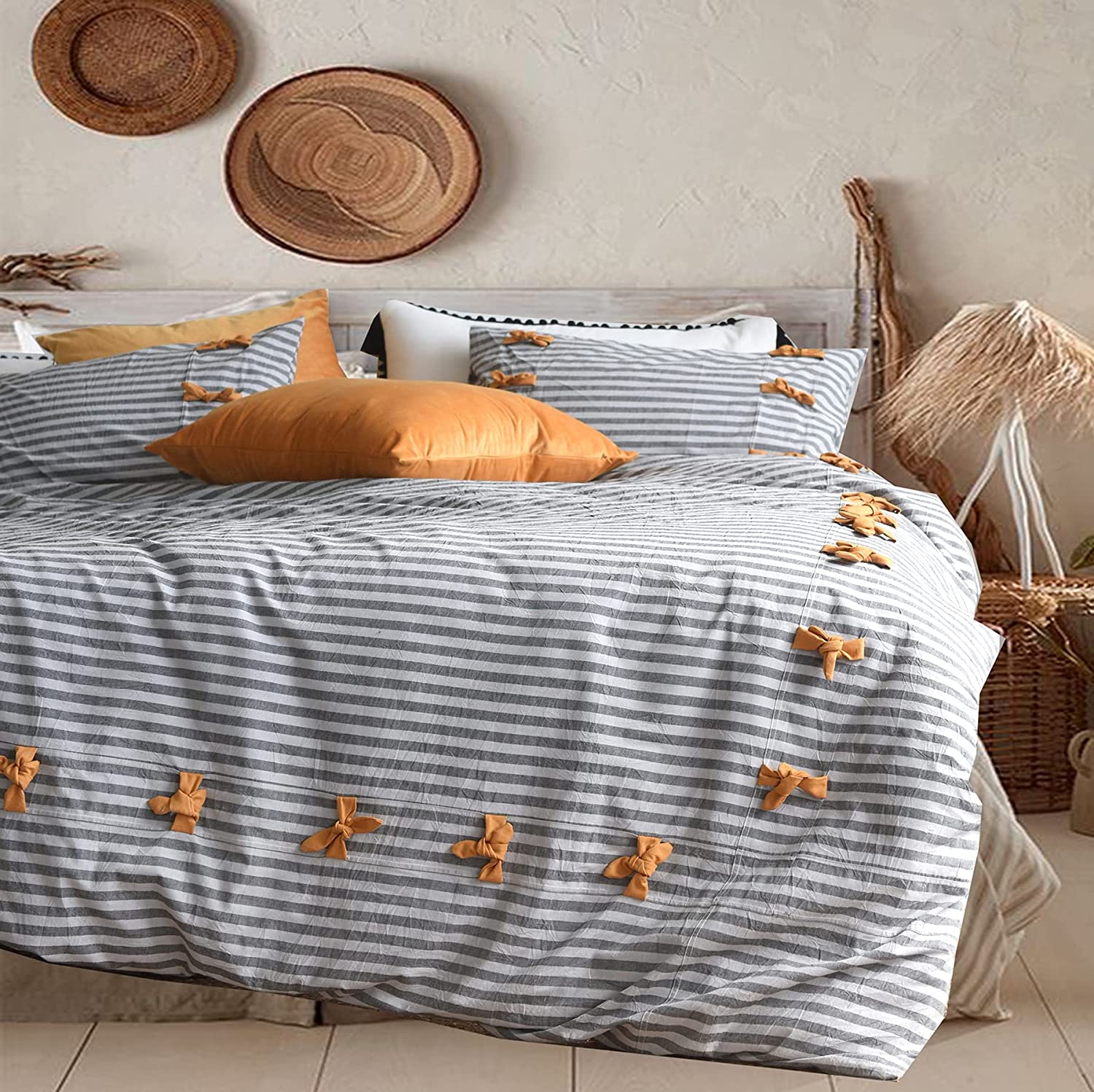 Price:$55.80 Cover Queen Stripe Bedding Cotton Boho Bedding comforters & Sets Full/Queen, 86"x 90" : Home & Kitchen