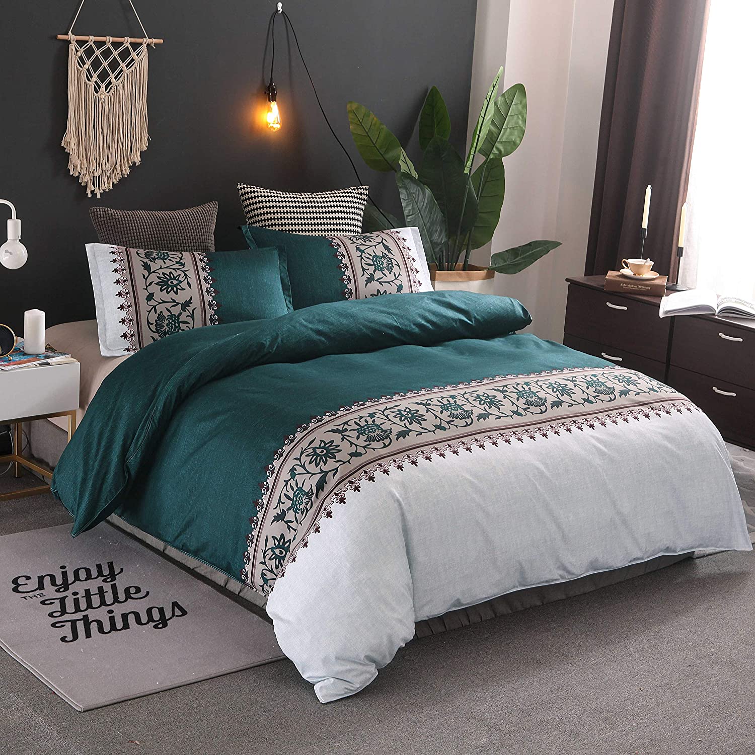 Price:$19.99 Blue Duvet Cover Set King 3 Pieces Luxury Microfiber Down Comforter Quilt Cover with Zipper Closure : Home & Kitchen